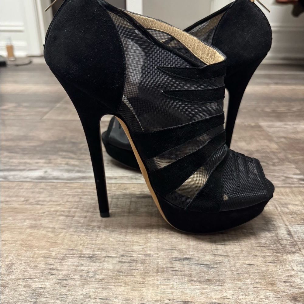Jimmy Choo Black Mesh Stiletto Heels